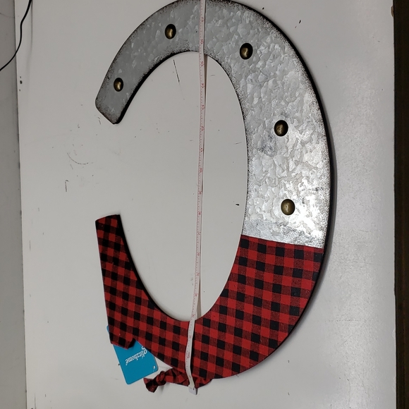 NEW! Plaid Wood / Metal Initial Monogram Letter "C" Hanging Wall Decor - Picture 4 of 7
